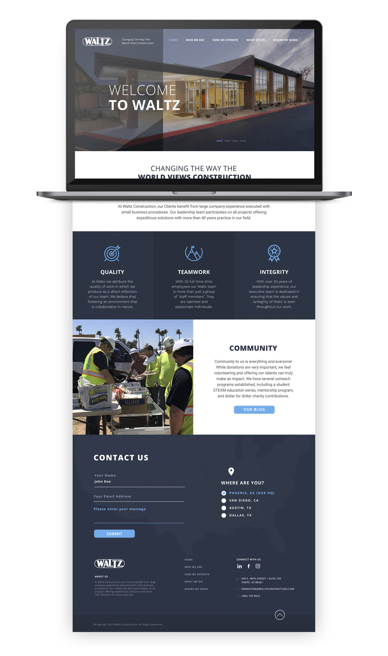 WALTZ Construction Website Redesign.